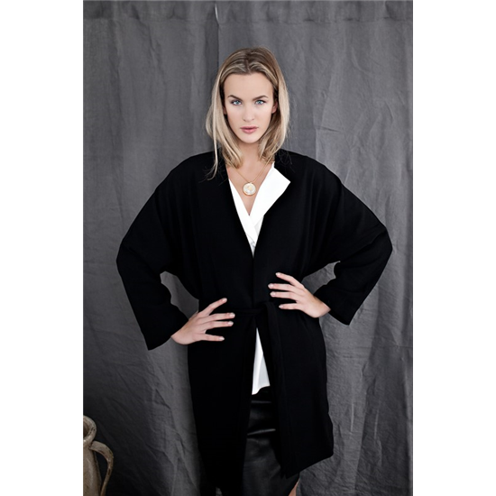 A Kyla Coat , Black + Vivien Blouse, white.jpg